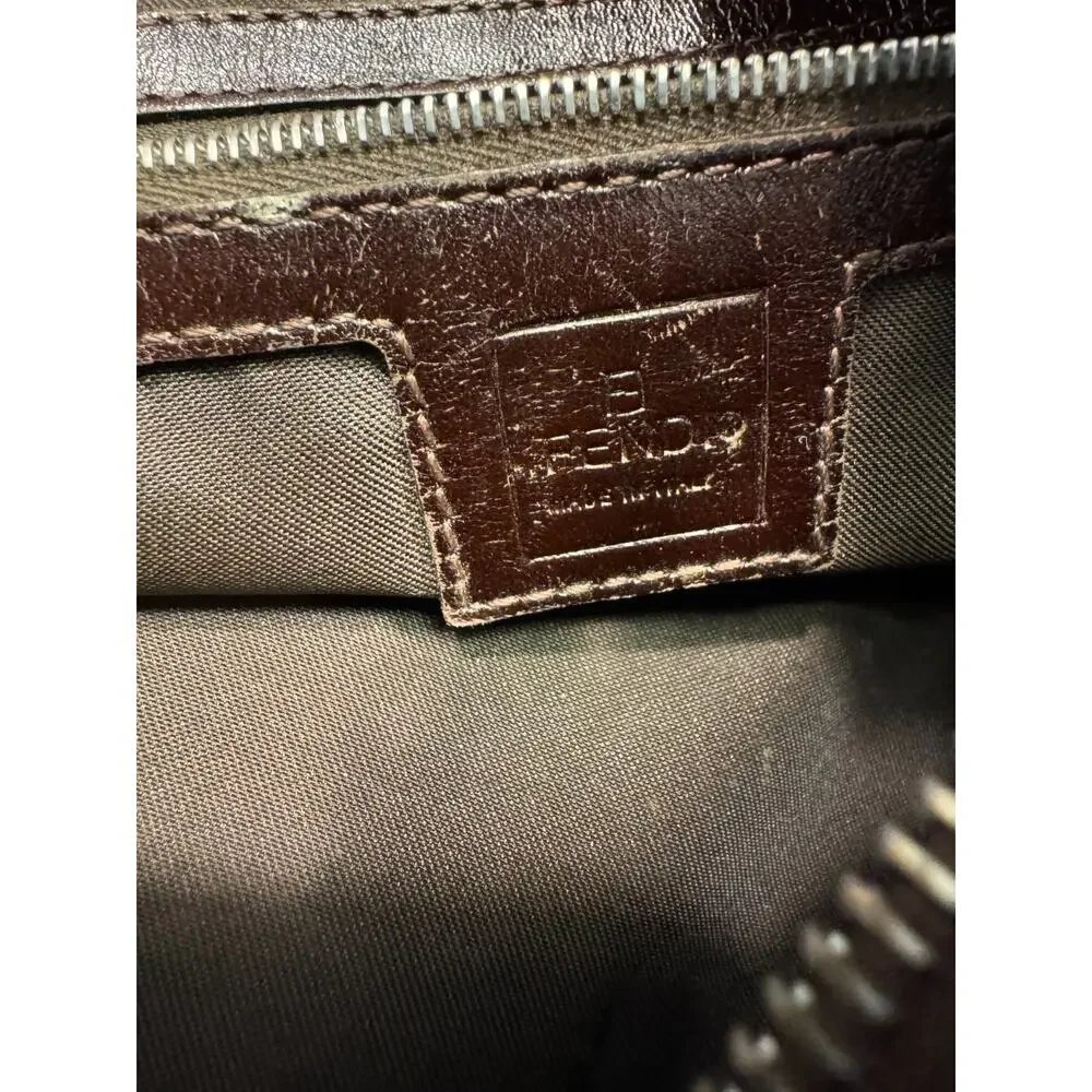 Vintage Fendi Zucca FF Monogram Canvas Leather Baguette Shoulder Bag Italy - Picture 11 of 15